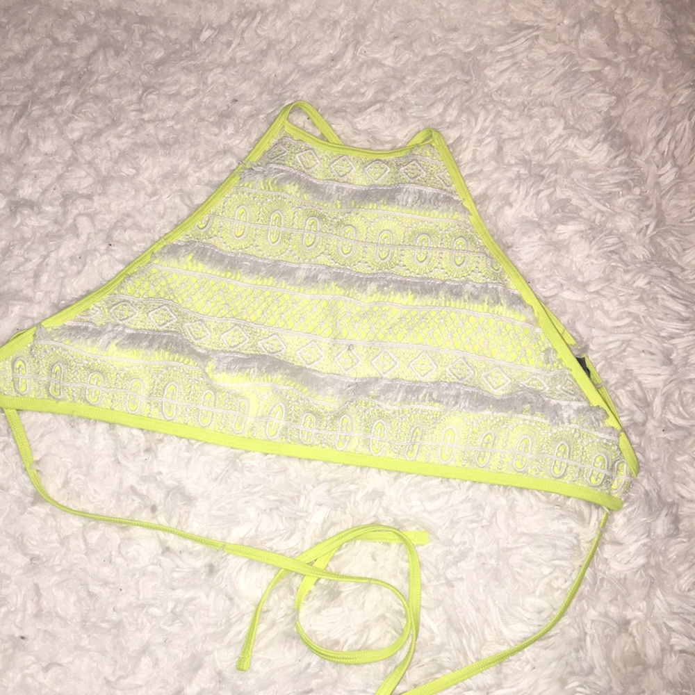 American Eagle Neon Yellow High Neck Swimsuit Top